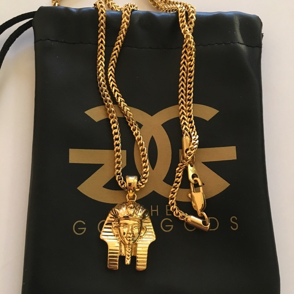 Gold Gods Jewelry Gold Gods 8k Gold Plated Pharoh Head Necklace